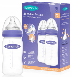 LANSINOH SET FĽAŠIEK 2 x 240 ml + CUSTROVKY 3m+